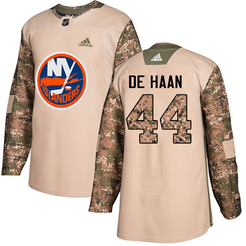 Adidas Islanders #44 Calvin De Haan Camo Authentic Veterans Day Stitched NHL Jersey - Click Image to Close